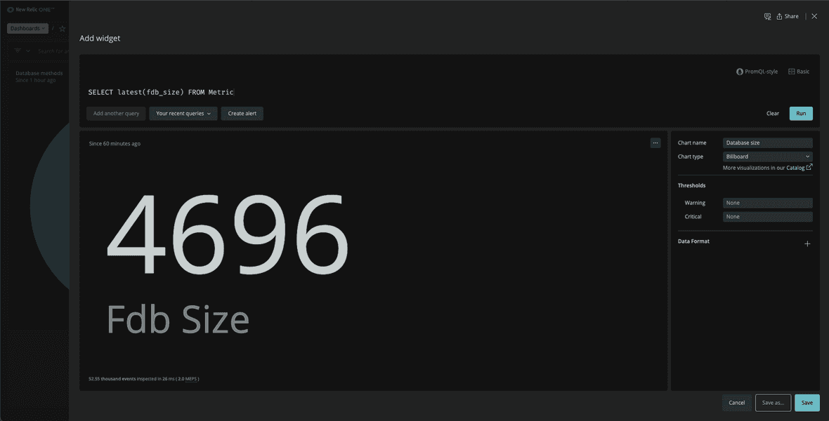 database size chart